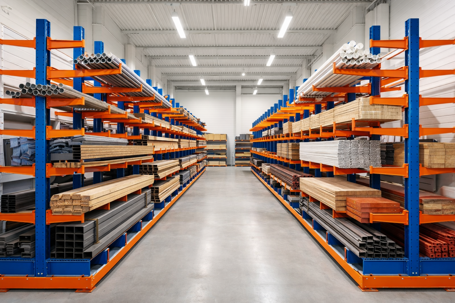 Cantilever racks warehouse system