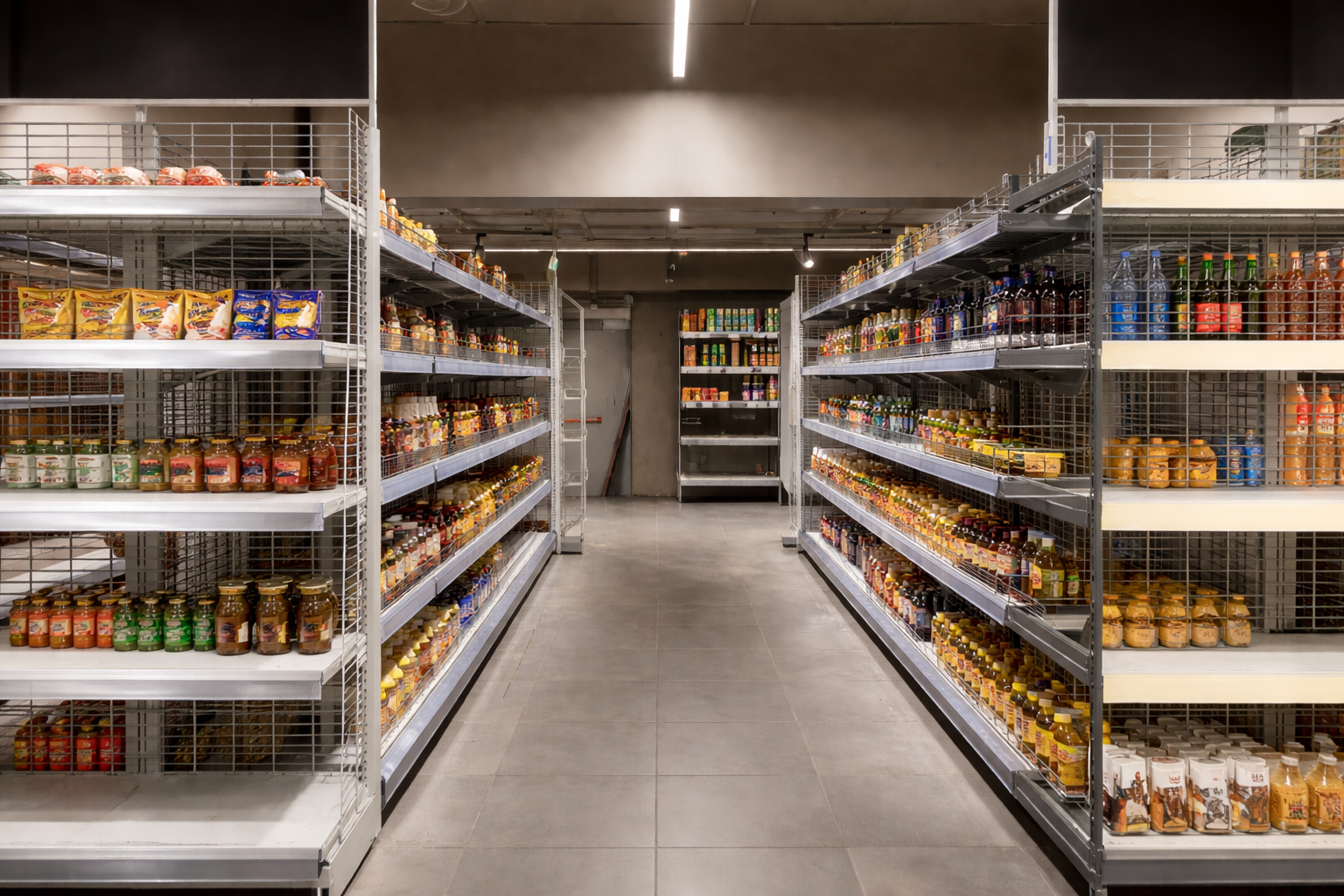 Retail store shelving aisle