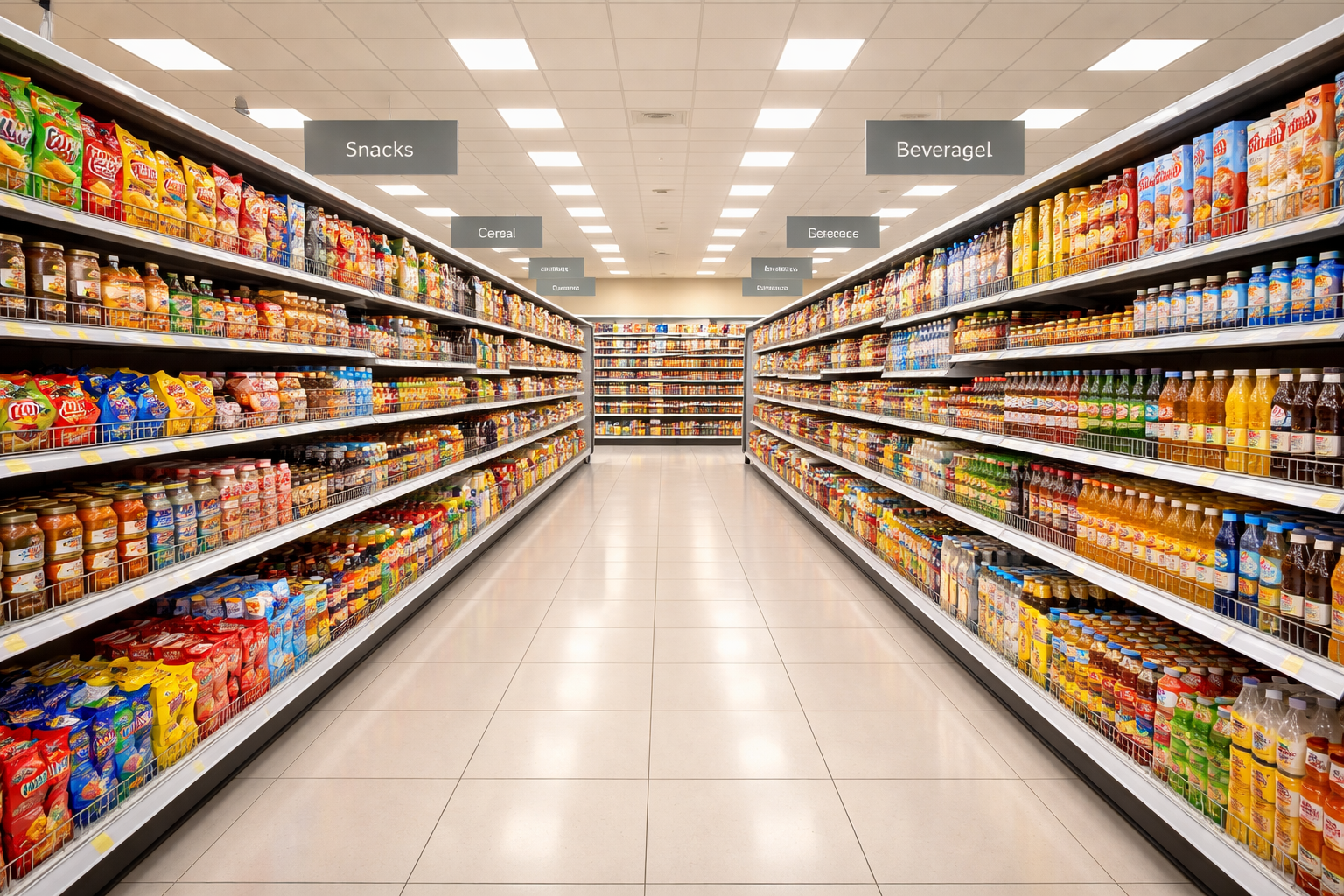 Supermarket racks aisle system